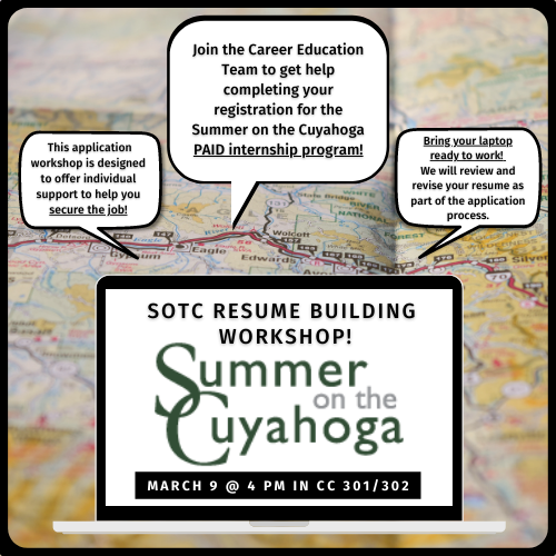 accareered's tweet photo. On the career hunt, Gators? Join us for our Summer on the Cuyahoga workshop! SOTC currently has about 25 internships available, and we want to help YOU get the application process started. See you on March 9!! https://t.co/n2rYZFKepc