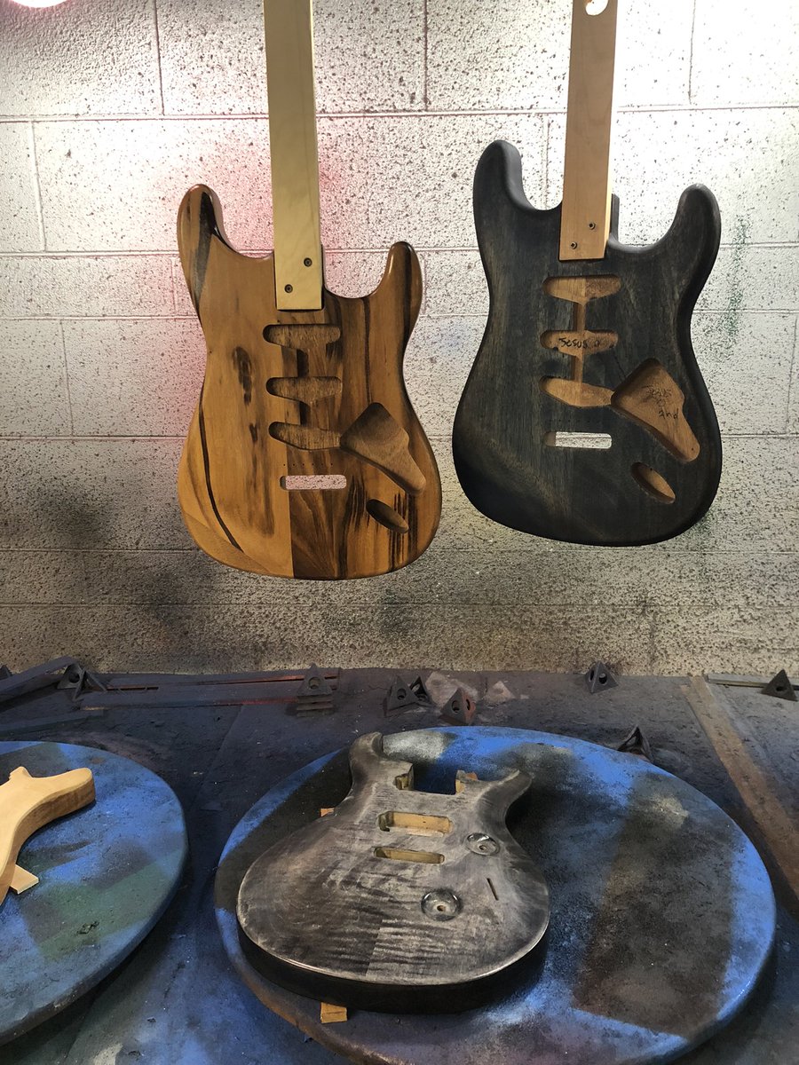 Ellingsen_Tech's tweet photo. A batch of guitar bodies in various stages of completion from our Woodworking 2 classes at Grayslake Central High School. @Ellingsen_Tech. #student_dedication https://t.co/VW2NHQr91N