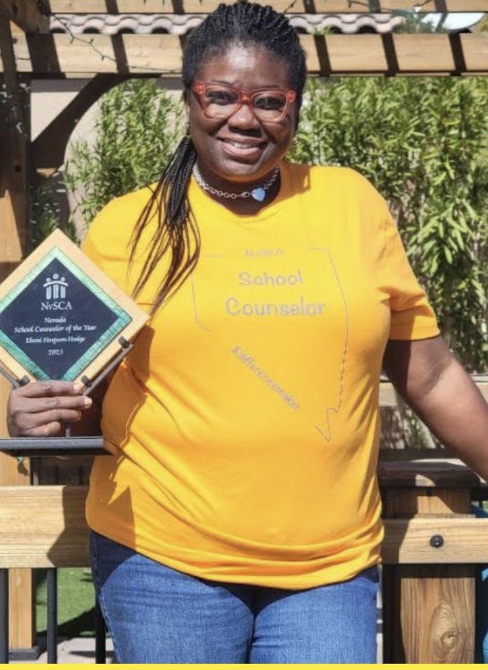 CCSDCounselors's tweet photo. Congratulations to Legacy HS Counselor Eboni Simpson-Hodge for being named 2023 NvSCA School Counselor of the year! This award recognizes her incredible work &amp; dedication to her students &amp; school community! Way to go!! @ClarkCountySch @rosanneobrien @ASCAtweets @nvscatweets https://t.co/XOZjU5BAUG