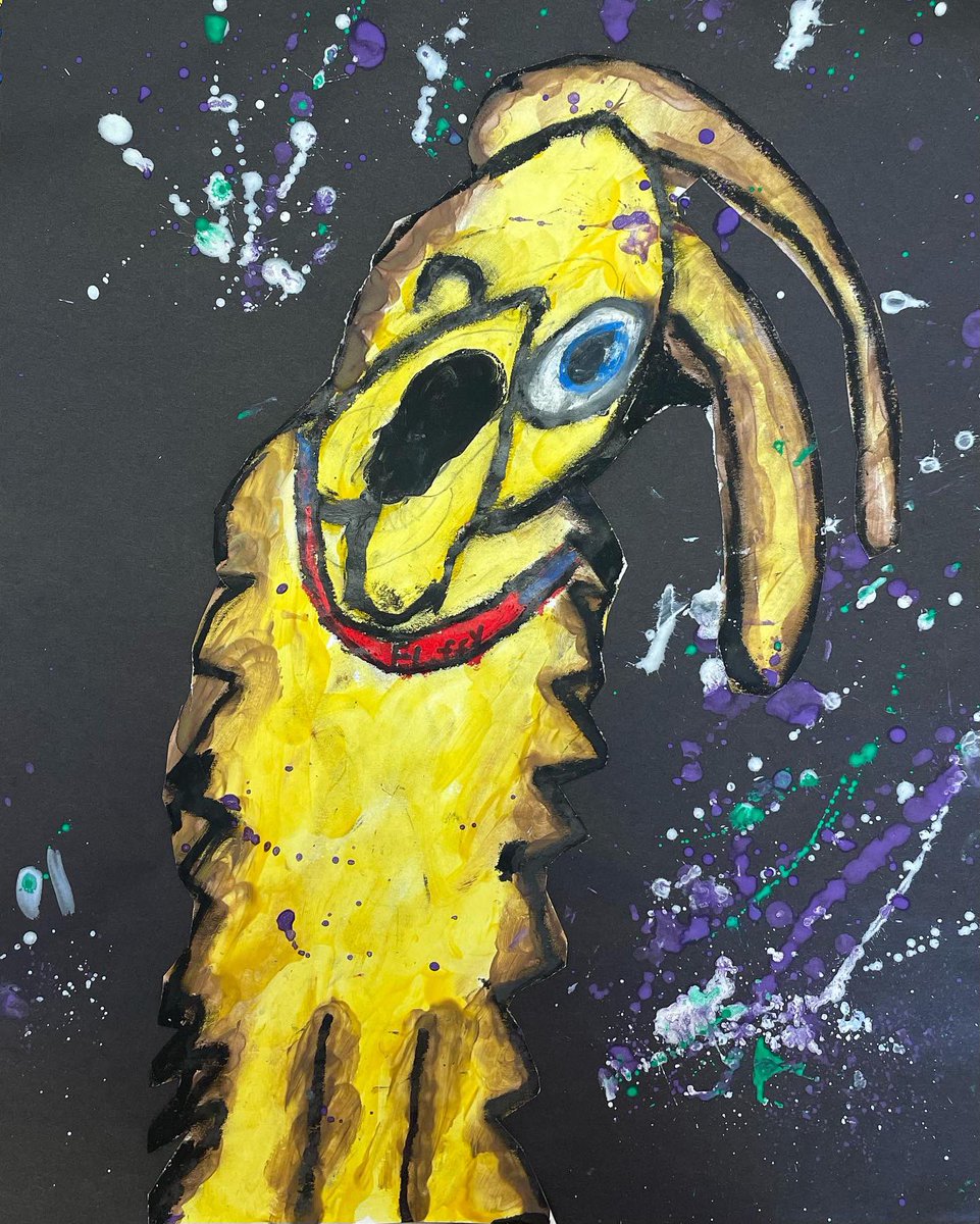 Artwithholly's tweet photo. 2nd and 3rd grade finger painted some Wet Dogs! These were so much fun. We studied the work of @irisscottart and Jackson Pollock. https://t.co/7piQIA7nSn