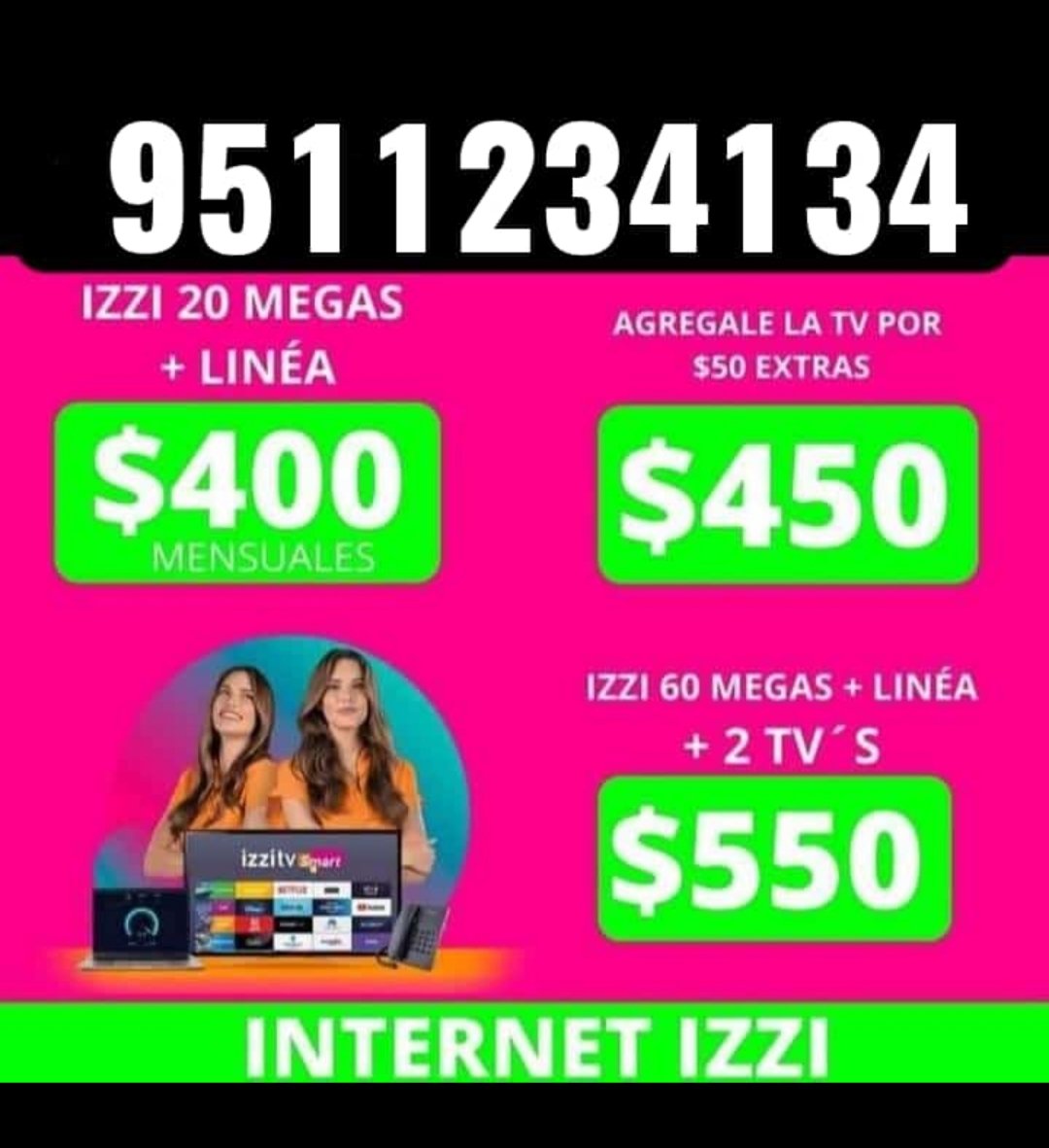 IzziOaxaca's tweet photo. IZZI OAXACA CONTRATACIONES INTERNET ILIMITADO DURANTE TODO EL MES MODEM WIFI INSTALACION GRATIS GRAN PROMOCION INTERNET 20 MEGAS + 100 CANALES POR TAN SOLO $450 AL MES DURANTE 1 AÑO... PROMOCION IZZI 20 MEGAS + TELEFONIA POR TAN SOLO $400 AL MES... PROMOCIONES IZZI 9511234134 https://t.co/sbsV16PF20