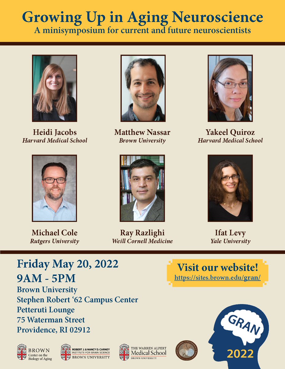 GrowingUpAgingNeuro (@growingupaging) on Twitter photo We are excited to share our *amazing* lineup for this year's GRAN2022 symposium on 5/20/22, featuring <a href="/HeidiJacobsLab/">Heidi Jacobs Lab</a> <a href="/NassarLab/">Nassar Lab</a> @ytquiroz <a href="/TheColeLab/">Michael W. Cole</a> <a href="/QuantNeuroImage/">Ray Razlighi</a> @ifat_levy You're not going to want to miss this!
Registration Link Here (by 5/6 pls): forms.gle/NAgj4WBTG8S9oD… We are excited to share our *amazing* lineup for this year's GRAN2022 symposium on 5/20/22, featuring <a href="/HeidiJacobsLab/">Heidi Jacobs Lab</a> <a href="/NassarLab/">Nassar Lab</a> @ytquiroz <a href="/TheColeLab/">Michael W. Cole</a> <a href="/QuantNeuroImage/">Ray Razlighi</a> @ifat_levy You're not going to want to miss this!
Registration Link Here (by 5/6 pls): forms.gle/NAgj4WBTG8S9oD…