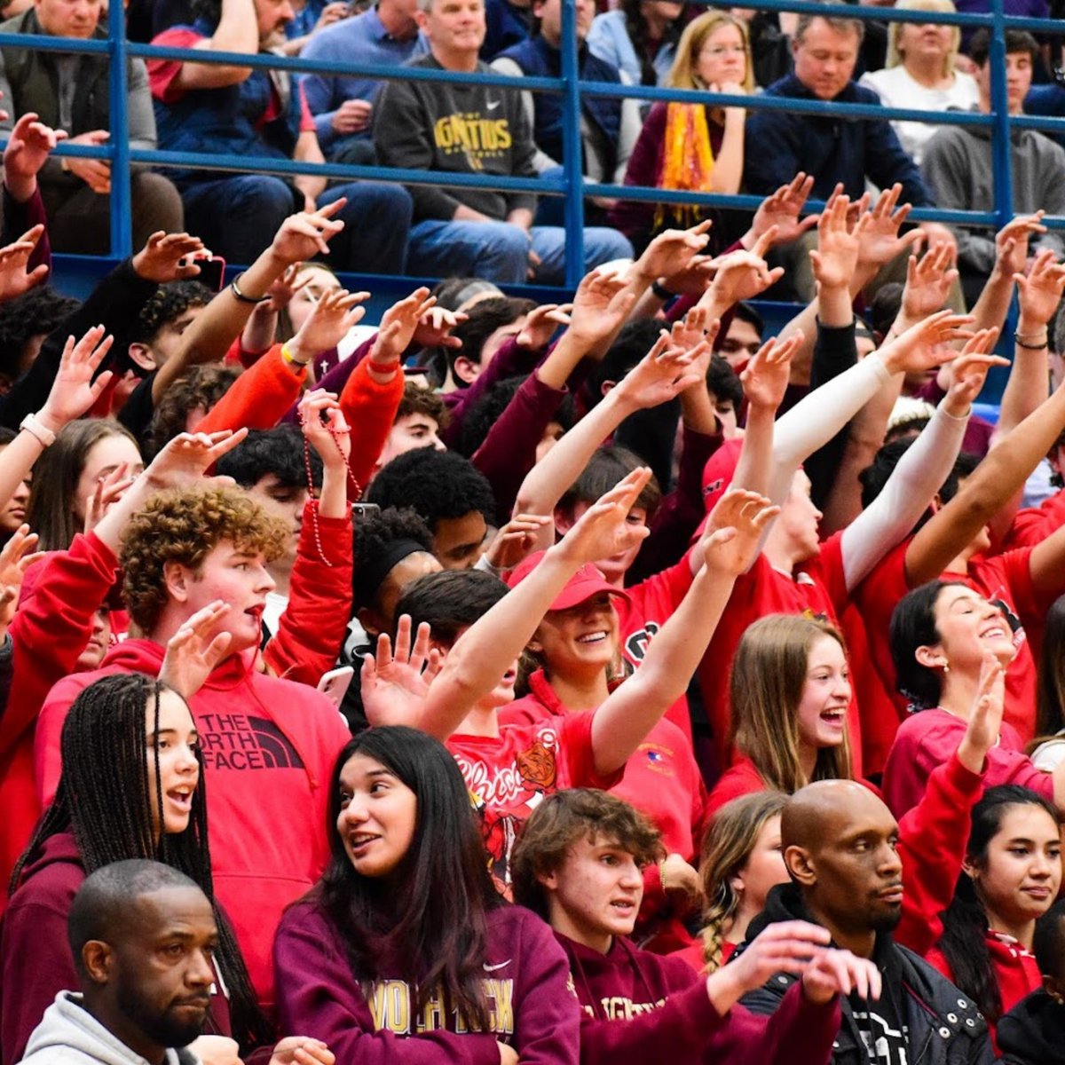 IgnatiusWPM's tweet photo. St. Ignatius College Prep, #Chicago You know you’ve made it when Moses shows up at your #IHSA Basketball Super-Sectionals to part the “Red Sea”. Fan section pics by Viv Colyer – link in bio to see full album! Go Pack! AMDG https://t.co/FNr6MGpLgd