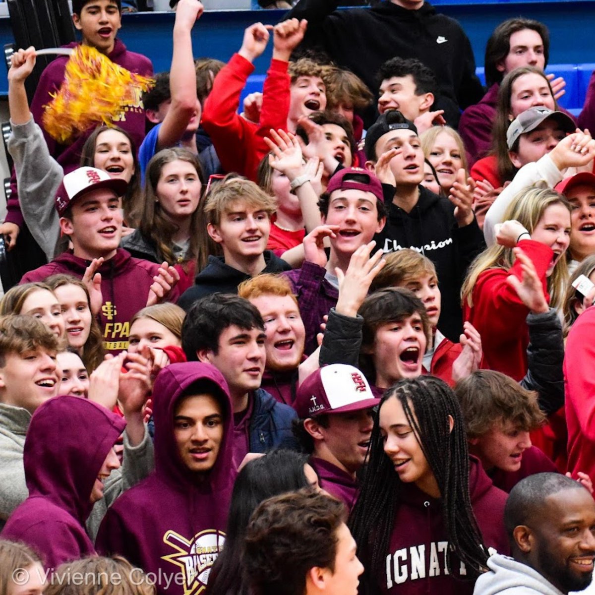 IgnatiusWPM's tweet photo. St. Ignatius College Prep, #Chicago You know you’ve made it when Moses shows up at your #IHSA Basketball Super-Sectionals to part the “Red Sea”. Fan section pics by Viv Colyer – link in bio to see full album! Go Pack! AMDG https://t.co/FNr6MGpLgd