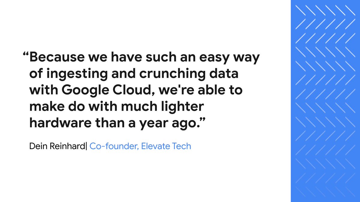 GoogleCloud_SG's tweet image. By deploying on #GoogleCloud, Elevate Tech was able to win major cost and operational gains by progressively removing components from its installation hardware. Find out how they are tapping on #Firebase, #CloudFunctions, #CloudIoTCore and #BigQuery 👉 goo.gle/3IIiy26