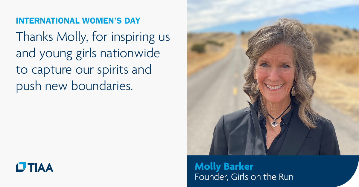 We were delighted to welcome Molly Barker, Founder of Girls on the Run International, for an engaging conversation on how women can break free of societal pressures and norms. #InternationalWomensDay #TIAAProud