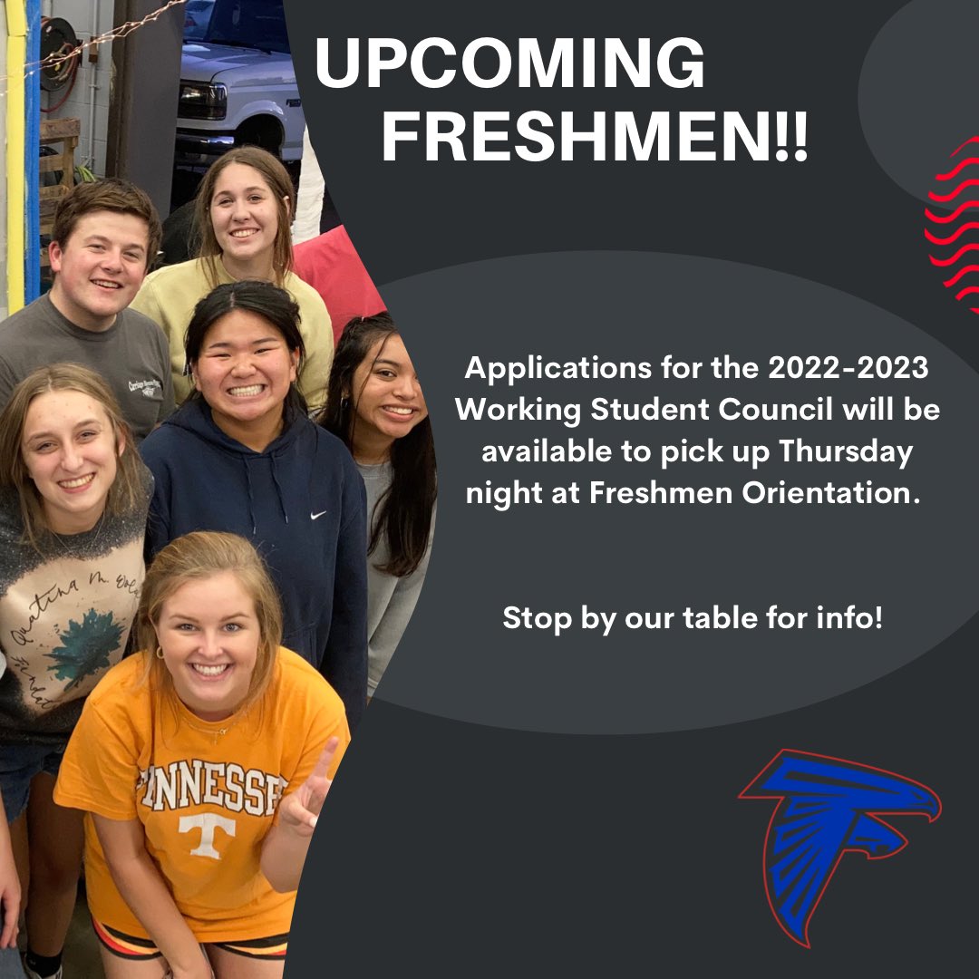LCFalconsStuCo's tweet photo. 🚨CALLING ALL UPCOMING FRESHMEN!🚨 Applications to be a part of the 2022-2023 LCHS Student Council will be available for pickup Thursday night at Orientation. Stop by our table for more info or email Mr. Harbin (wharbin@lcdoe.org). See you Thursday at 5:30! https://t.co/XtWfiRJ7ET