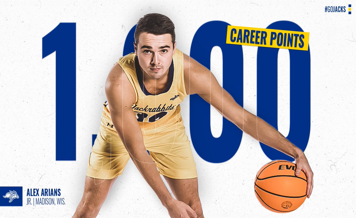 GoJacksMBB's tweet photo. With the first bucket of the night, Alex Arians becomes the 51st member of the 1⃣0⃣0⃣0⃣ point club at SDSU🐰!!

Congratulations, @Alex_Arians34 👏🥳💙 https://t.co/lmL7w9j4St