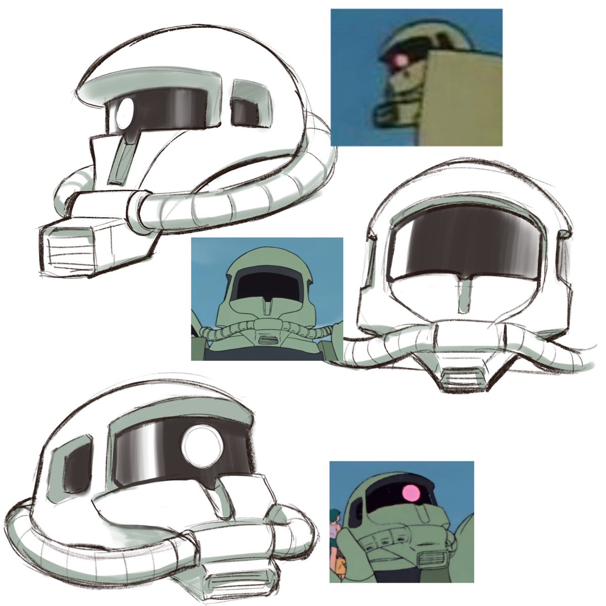 one-eyed no humans zeon robot reference inset mecha white background  illustration images