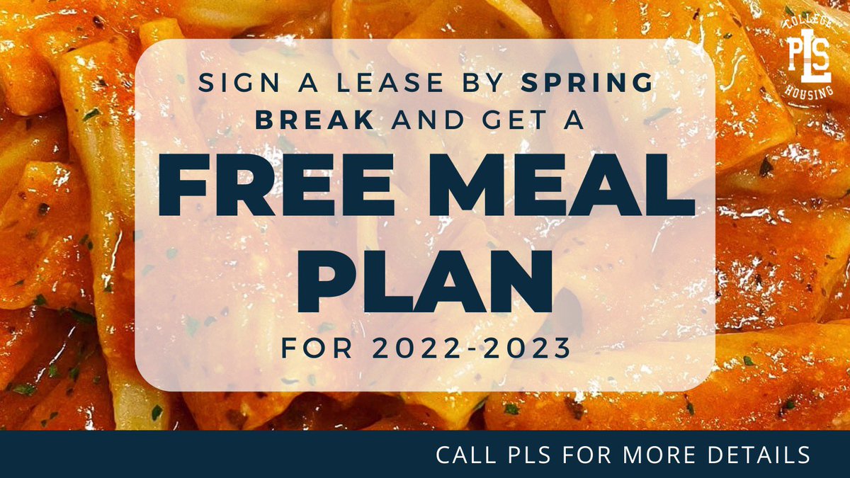 PLSOswego's tweet image. FREE Meal Plans – sign a lease by Spring Break (March 11th) and receive a free meal plan for 2022-2023!

Reach out to us today for more details 💚🐼

📍 247 W Utica Street Oswego, NY
☎️ (315) 773-6473
✉️ Email: JamieL@plsuites.com

#PLSOswego #OswegoNY #SUNYOswego #OswegoState