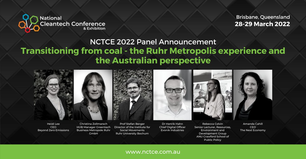 NCTCE2022's tweet photo. Want deeper understanding on transitioning out of coal? The Ruhr Metropolis experience and the Australian perspective, plenary session, 3.40pm Monday 28 March at #NCTCE
@beyondzeronews @ruhrunibochum @Evonik @ANUmedia @nexteconomy https://t.co/753VEdxXnZ