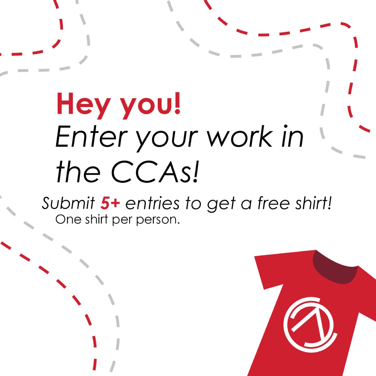 GetPsu's tweet photo. Like free stuff? With five or more submissions, you will receive a free shirt at the CCAs! One shirt per person. 

Submissions are due by March 31st at 4:30 p.m. Show off your work! 
#CCAs #CrimsonCreativeAwards #pittstate #psugit https://t.co/b5XB69Haoz