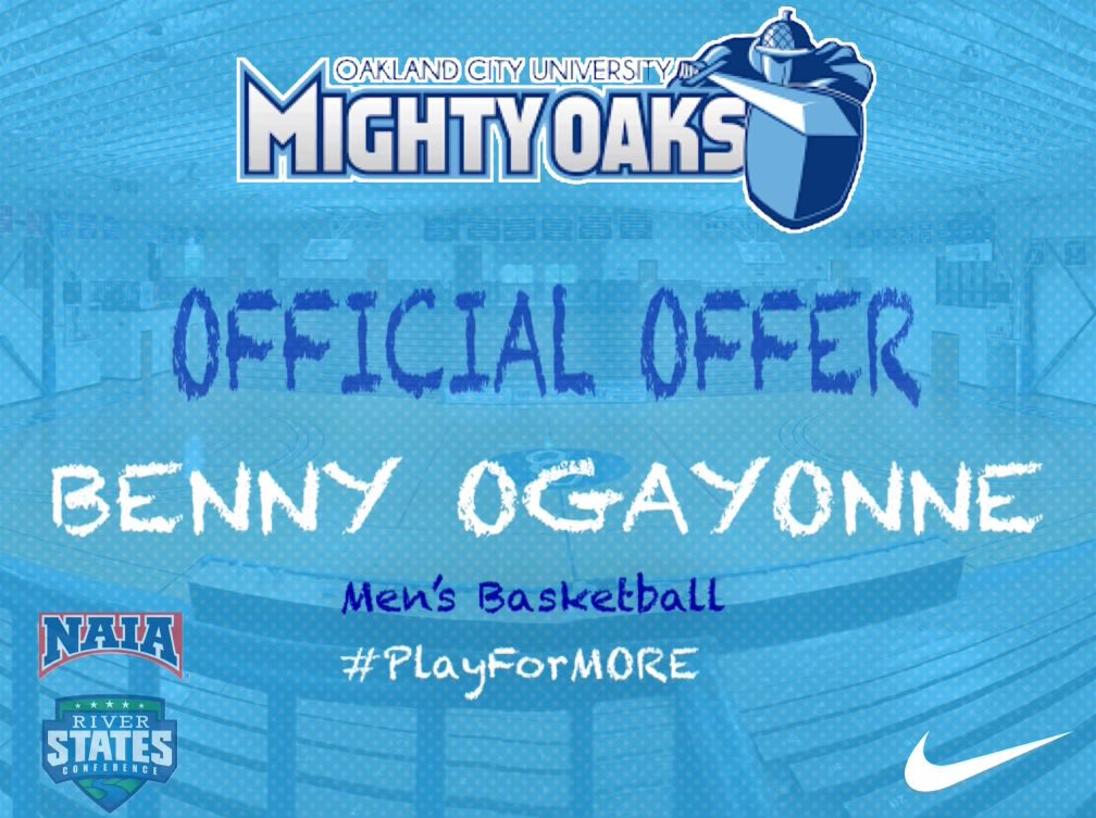 Congratulations <a href="/BOgayonne/">Benny Ogayonne</a>  for receiving an offer from Oakland City University.
Benny went from Productive High School senior with no scholarship offers to betting on himself working hard staying the course attending prep w/ <a href="/INElitePrep/">INDIANA ELITE PREP</a> and now holding multiple offers.