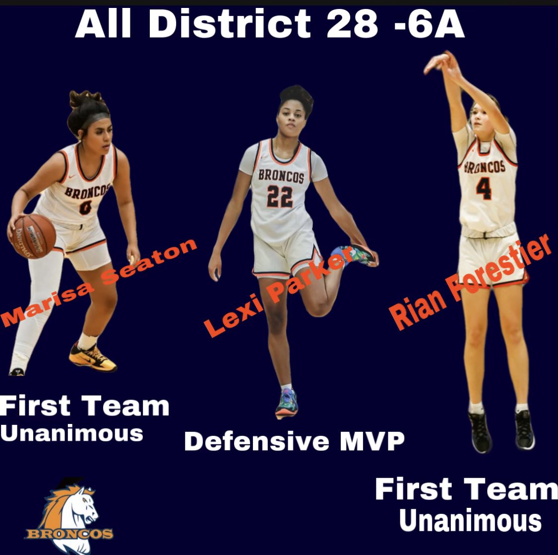 bhsorangeball's tweet image. So proud of these kids representing @NISDBrandeis in a very tough district! Defensive MVP @lexihoops22 1st team Unanimous @rian_forestier @SeatonMarisa 2nd team @bethanyc_33 and Honorable mention @maddieglennn12 💪🏼💪🏼#LetsGo #work