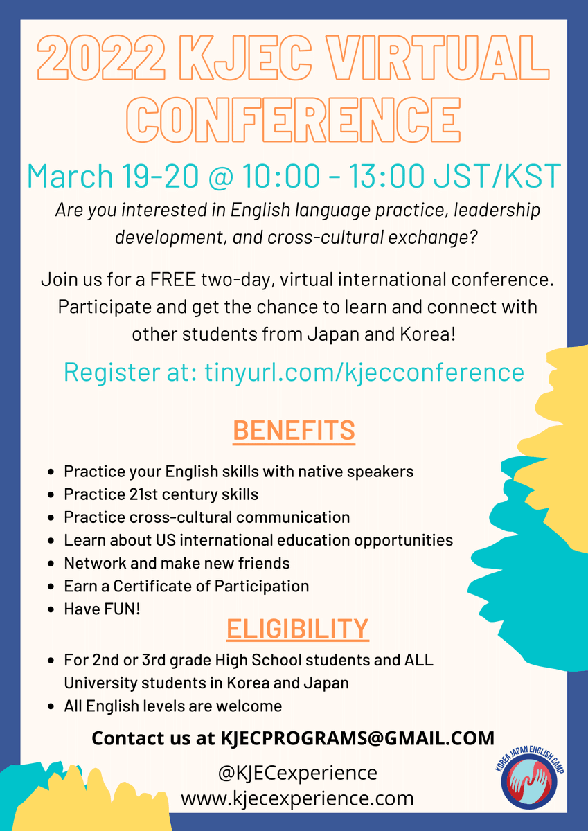 NationalAJET's tweet photo. 🙌 Exciting opportunity for Japanese and Korean second and third-year high school and university students on March 19-20, 10AM-1PM JST/KST! https://t.co/WCAkA3RdZY