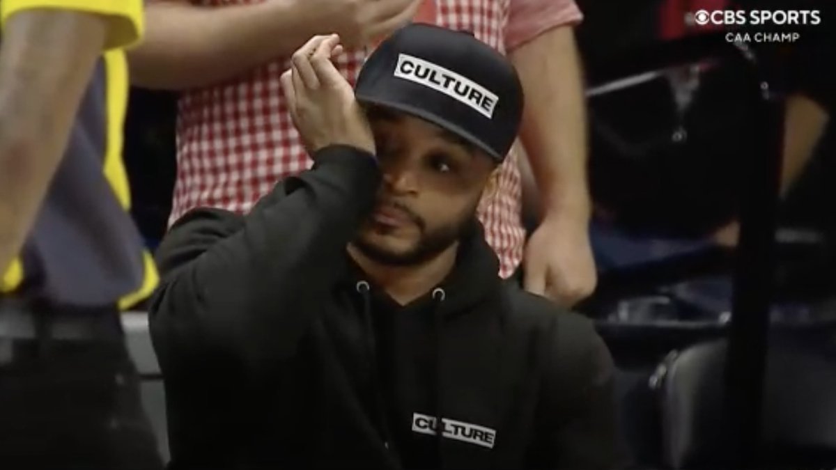 MarchMadnessMBB's tweet photo. .@jameernelson got emotional after his son, Jameer Nelson Jr., and @DelawareMBB punched their ticket to the NCAA Tournament ❤️ #MarchMadness https://t.co/fpNqdycqby