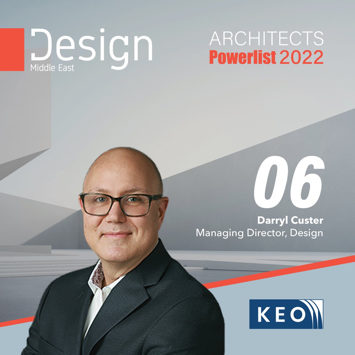 keo_group's tweet photo. Congrats to Darryl Custer for being in the "Architects Power List 2022". @DesignMidEast recognizes the region’s #toparchitects who are dedicated to creating stunning designs and improving our environments in more #sustainable ways.
#design #middleeast #powerlist #designme https://t.co/1pJf1a9iTc