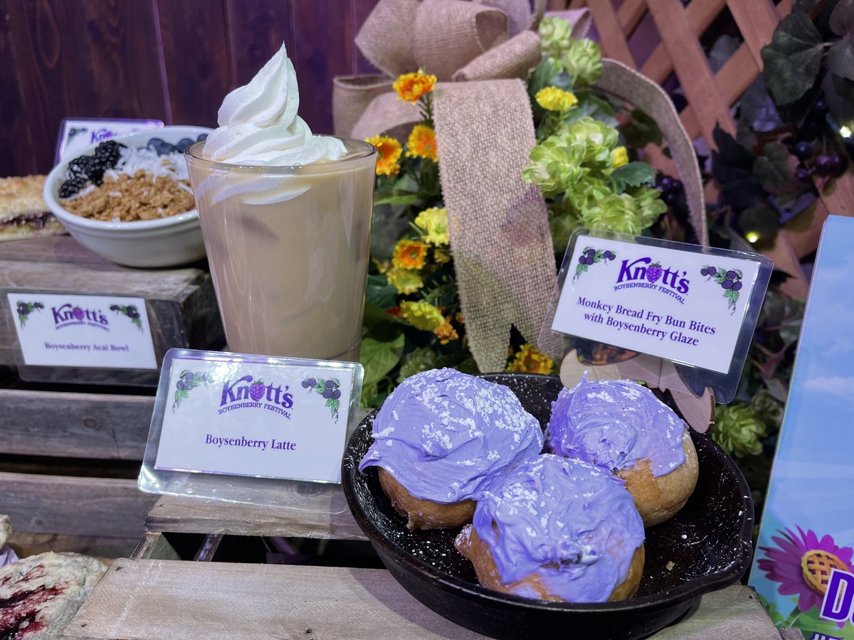 Attractions's tweet photo. Here’s a small sampling of the foods available at tonight’s @knotts #BoysenberryFestival media preview ^@skubersky https://t.co/TVhi1gfiiW