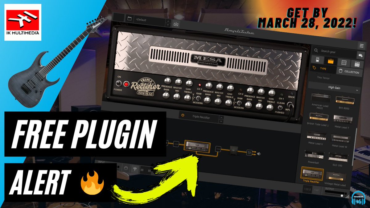 BenoniStudio's tweet photo. FREE π₯ IK Multimedia MESA/Boogie Triple Rectifier Amp & Cab πΈ Chug Chug π€
Watch
(youtube) https://t.co/6GLKiIH8ot
(rumble) https://t.co/DTKJXfQ7kS
(odysee) https://t.co/LyAnAGhvYm
#FreePlugins #FreePluginAlert #IKmultimedia #Guitar #metal #freeVSTS #ProTools #StudioOne https://t.co/Mp2eGqt63z