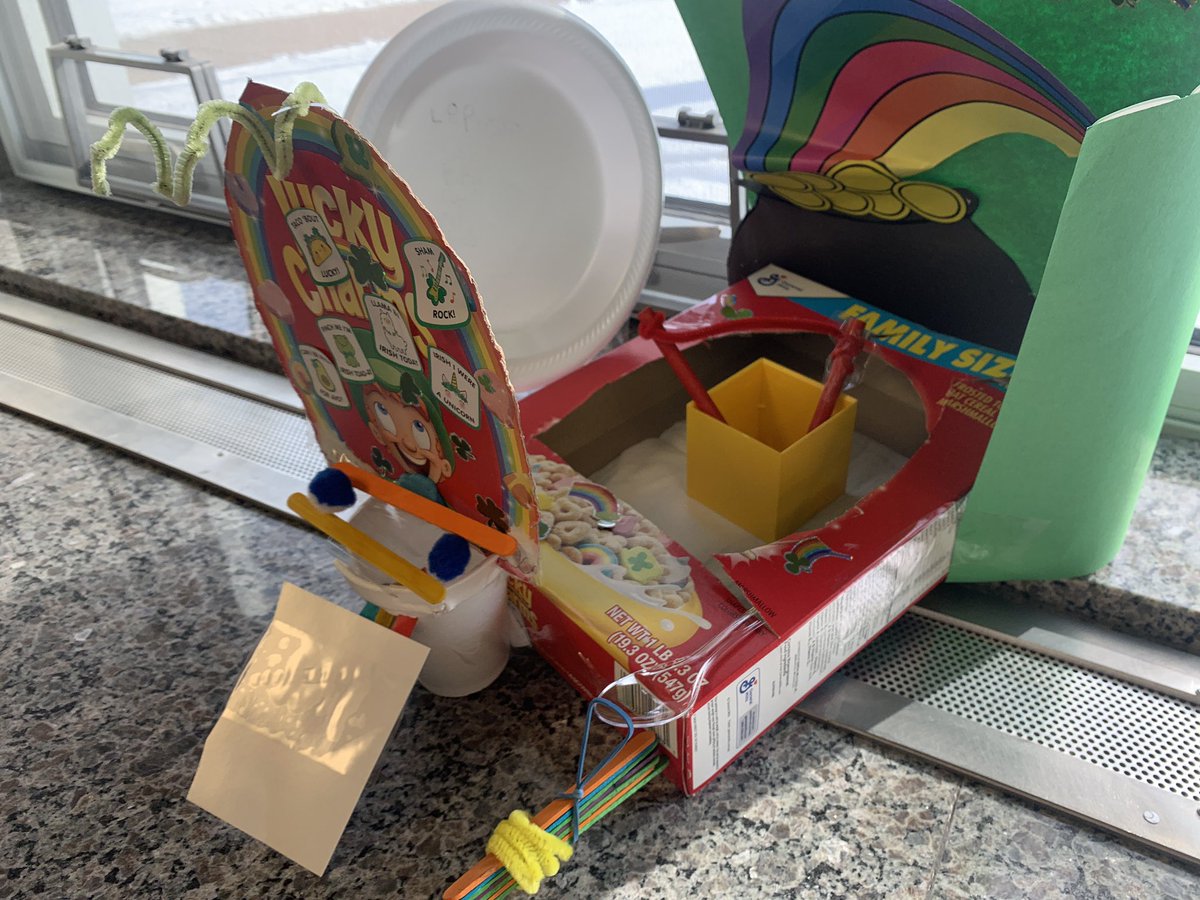 MrsFeistner's tweet photo. I give you…. My Kindergartners leprechaun traps! Truly impressed!! 🍀👏🏼🌈🪤 #STEMeducation https://t.co/nsvubCXiRG
