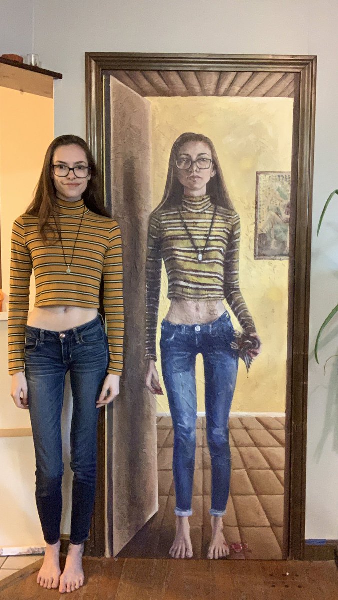 SarahLupo1's tweet photo. Don’t mind me...just awkwardly standing next to my artwork😎 https://t.co/f67K2piGTk