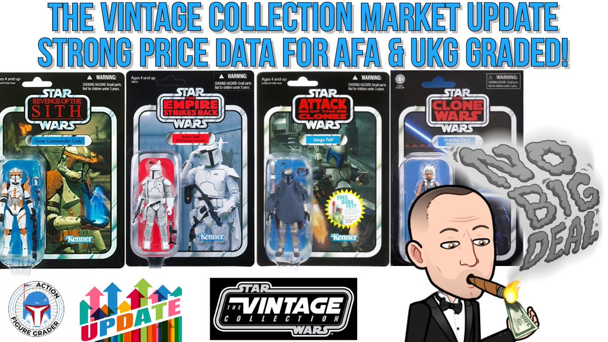 AFGonYouTube's tweet photo. A Hasbro Star Wars The Vintage Collection price guide is now up my channel, focused solely on graded TVC. The link is below!
#starwars
#actionfigures
#obiwan
#kenobi
#DisneyPlus
#toyguide
#prices
https://t.co/lBnUEgzJ5F https://t.co/TAos4oRXFq