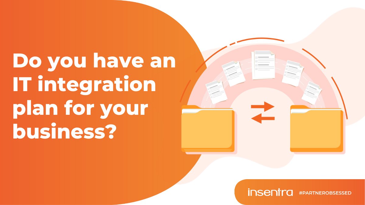 Insentra's tweet photo. How do you prepare for an M&amp;A? You may need an IT integration plan.  

Joseph Cirillo shares some helpful parameters you can use when performing your IT integration plan. Check it out here >>  https://t.co/LBg6Zi4ZZs 

#mergersandacquisitions #ITintegration https://t.co/GOn0yQDrJN