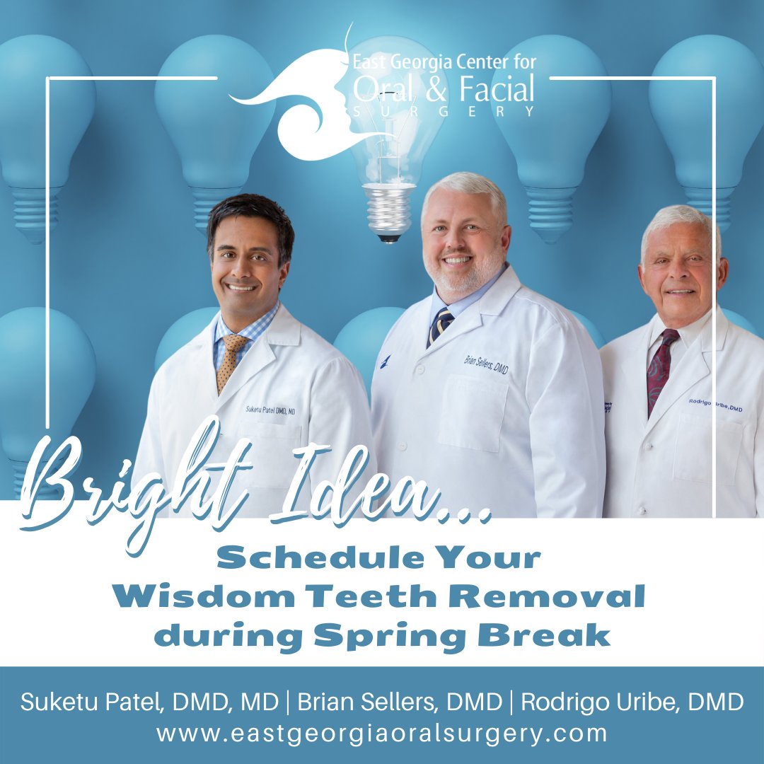 EGaOralSurgery's tweet photo. 💡Hey, here's a thought...go ahead and schedule your Wisdom Teeth Removal for Spring Break! You'll have all summer to hit the beach! 😎

#eastgeorgia #oralsurgery #statesboro #swainsboro #wisdomteeth https://t.co/zamycB4b5D