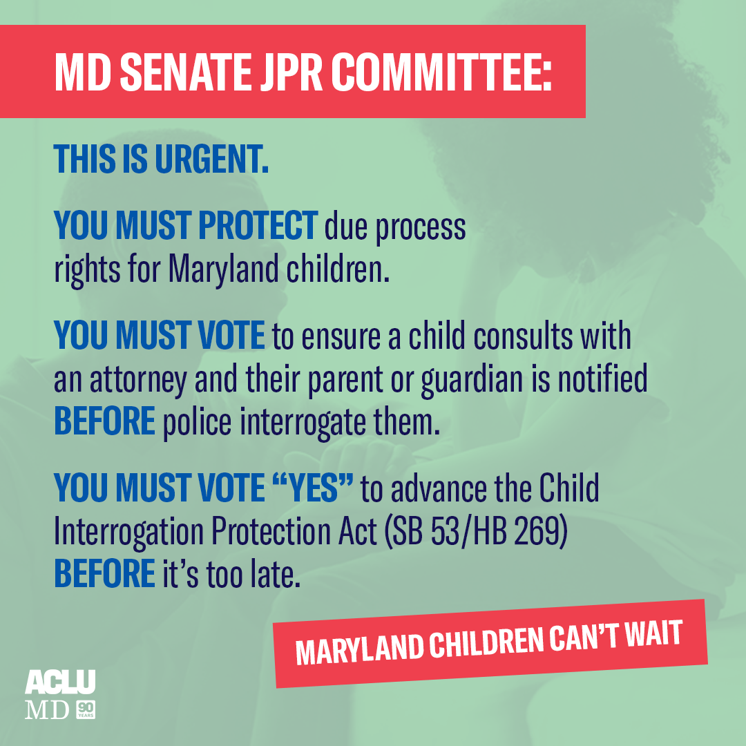 ACLU of Maryland on Twitter "MD Senate JPR You must vote "YES" on the