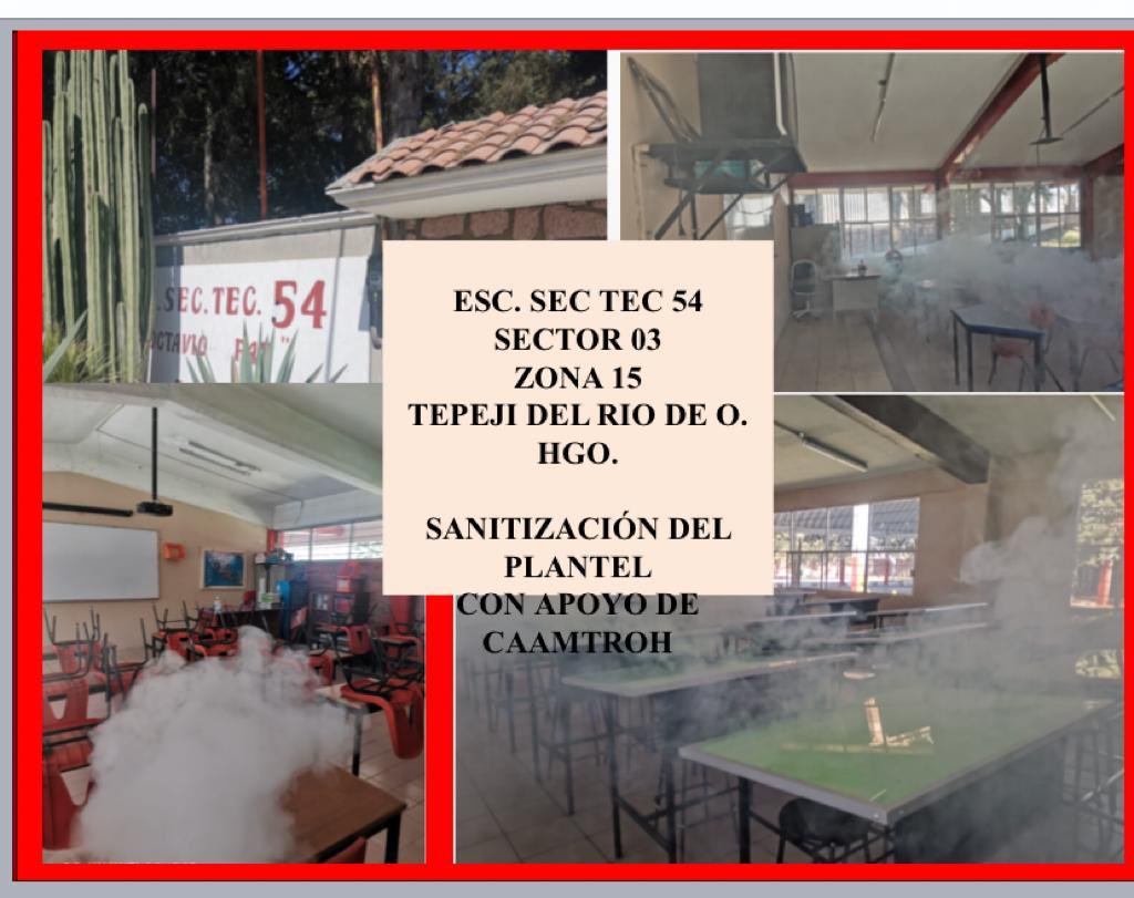SEPHidalgo's tweet photo. Escuela #SecundariaTécnica 54 de #TepejiDelRío en la realización de sanitización de espacios abiertos y cerrados, para mantener #EspaciosSegurosDeAprendizaje. #RegresoAClases https://t.co/6DQbTCHMp0