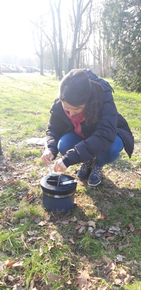 Prof_JHammond's tweet photo. A cold but sunny afternoon with @tomsizmur testing our gas sampling skills ahead of our field trials for @linkdapa looking at variability in #soil #ghg emissions after variable rate #fertilizer applications🚜 https://t.co/zctfuC1gDI