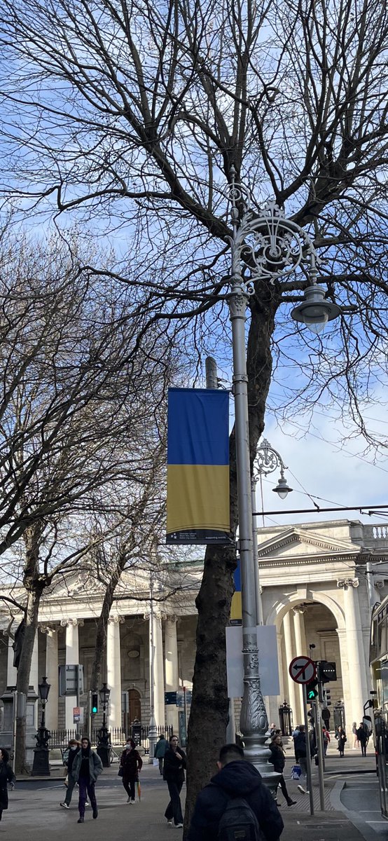 The world lights up so many monuments on March 17th in green to celebrate St. Patrick’s Day ….green is made up of yellow and blue….Dublin has replaced our flag with the #Ukrainian flag along the route of our annual parade next week….let’s all go yellow and blue on March 17th