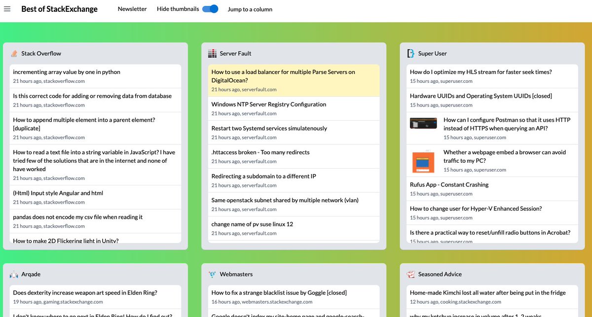 Get the best questions from all of StackExchange sites - stack.tello.app #stackoverflow <a href="/StackOverflow/">Stack Overflow</a>