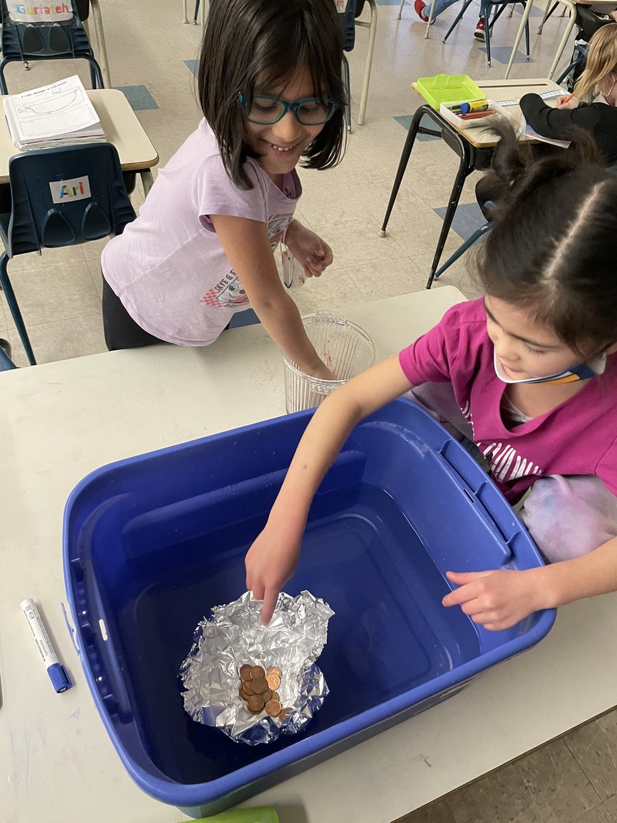 JSMSoderling's tweet photo. Grade 1/2 built aluminium foil boats for one of our buoyancy experiments! Students were asked to design and construct their boats, and then make predictions about how many penny’s it will take to sink their boats! https://t.co/fLeQ2MOGRm