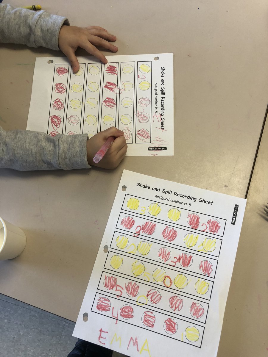 spiteri_mrs's tweet photo. We are learning to decompose (take apart) numbers.
Our #FDKs know they learned this skill when they are able to break the number 5 into smaller numbers.
Playing โShake and Spillโ to provide concrete practice with composing and decomposing the number 5.
@DP_math
#dpmath https://t.co/tnVlDQecYo