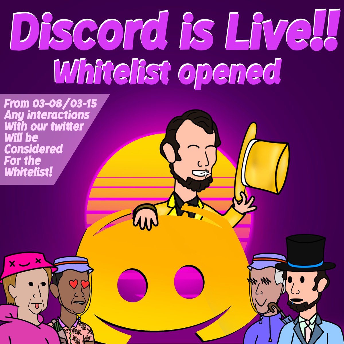Nonfungibleprez's tweet photo. What's up presidents!! First big event. You are all so early here.
We hereby officially open our discord to the public.

The official Invite link!!🎩
https://t.co/H9ykCAqneX

Tons and tons of whitelist spots available, Share!!

#nft #nftart #nfdrop #nftnews #NFTCommunity #NFTs https://t.co/WJh6O3azwB