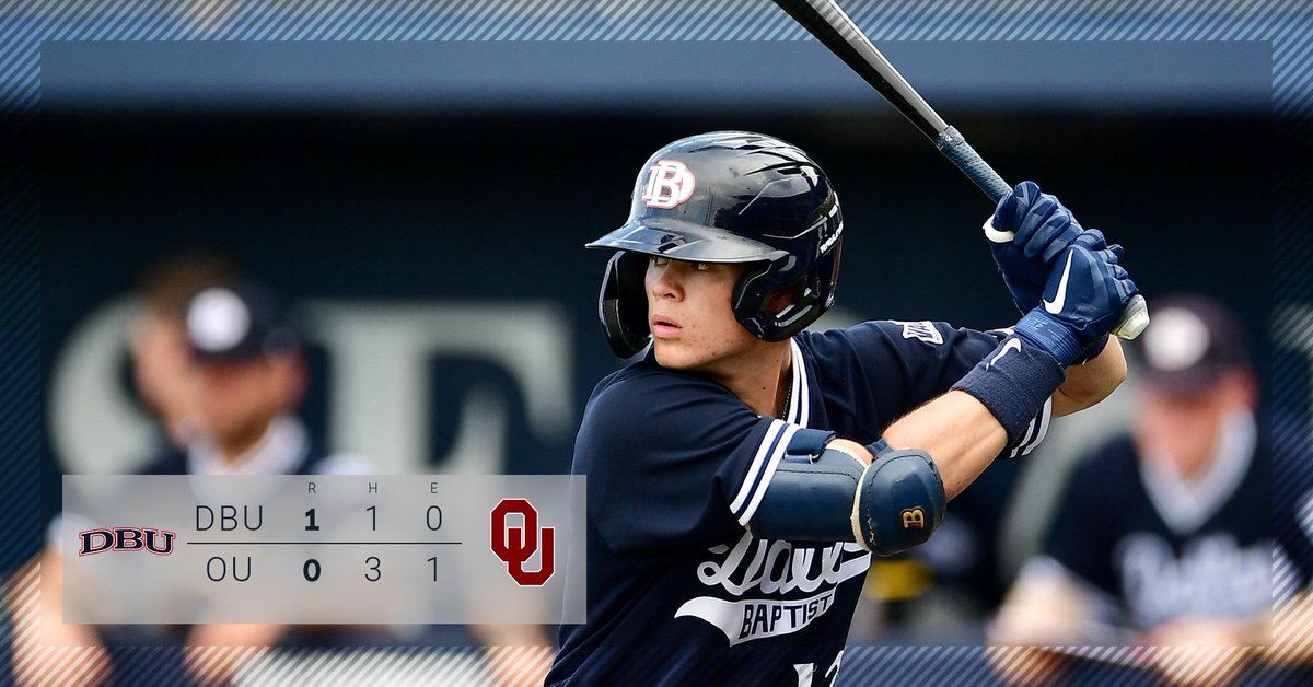 DBU_Baseball's tweet photo. Pats on top in the home half of the fifth after the RBI triple from Luke Heefner! 

LHP Tyler Schott is making his Patriot debut on the hill. https://t.co/QLdcpw0ubs