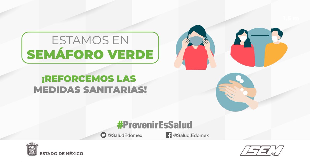 ConalepBQA's tweet photo. #EdoméxEnSemáforoVerde Para no cambiar de color de semáforo epidemiológico ¡Sigamos reforzando las medidas sanitarias!
 @Conalep_Edomex
@SaludEdomex
#CuidemosTodosDeTodos 
#PrevenirEsSalud https://t.co/2ojOY3aUWY