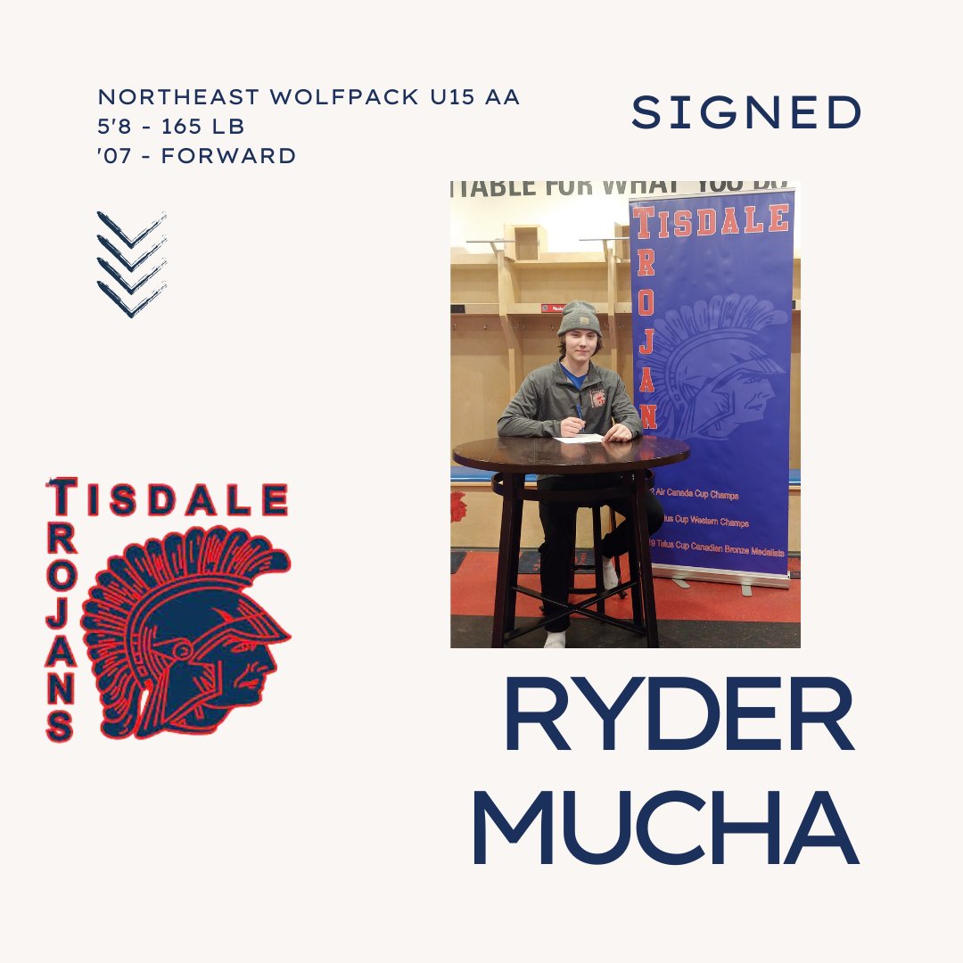 @NEWolfpack Forward Ryder Mucha has signed with the #TisdaleTrojans for the 2022-23 season!

Welcome to the Tisdale, Ryder and family!