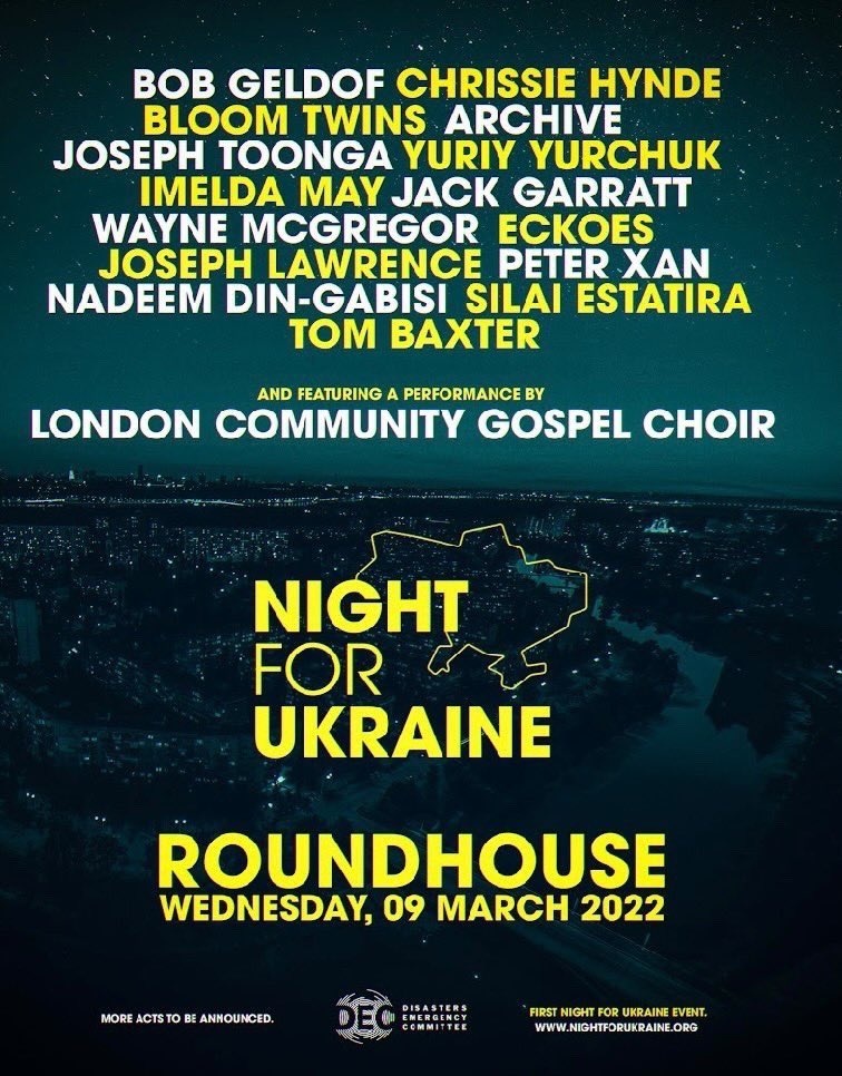 Tom Baxter (@tombaxtermusic) on Twitter photo As the awful events unravel in Ukraine we watch in despair & wonder what we can do. Yesterday I got a call to ask if I would sing a song & help raise money. I agreed immediately.
Tomorrow <a href="/RoundhouseLDN/">Roundhouse</a> Iām opening eve with my song, āA Grain Of Hopeā roundhouse.org.uk/whats-on/2022/⦠As the awful events unravel in Ukraine we watch in despair & wonder what we can do. Yesterday I got a call to ask if I would sing a song & help raise money. I agreed immediately.
Tomorrow <a href="/RoundhouseLDN/">Roundhouse</a> Iām opening eve with my song, āA Grain Of Hopeā roundhouse.org.uk/whats-on/2022/ā¦
