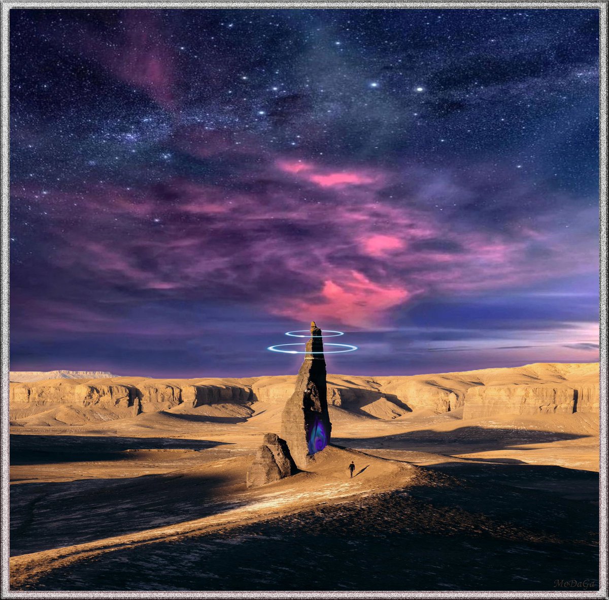 MoDaGa5's tweet photo. We definitely could use such a device😁
Name: Monolith of Truth
Collection: Abstract &amp; Art hosted on @Opensea

https://t.co/3FJpYrdPSK

I've combined the desert, a beautiful sky, the monolith with a portal and energy rings and the human prepared to test it...

#NFT #nftart #NFTs https://t.co/qwYWt5J7FK