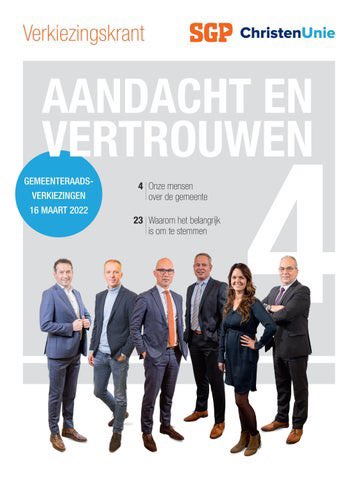 Houd uw / jouw brievenbus in de gaten deze week, neem kennis van onze verkiezingskrant en stem op lijst 4 SGP-ChristenUnie.