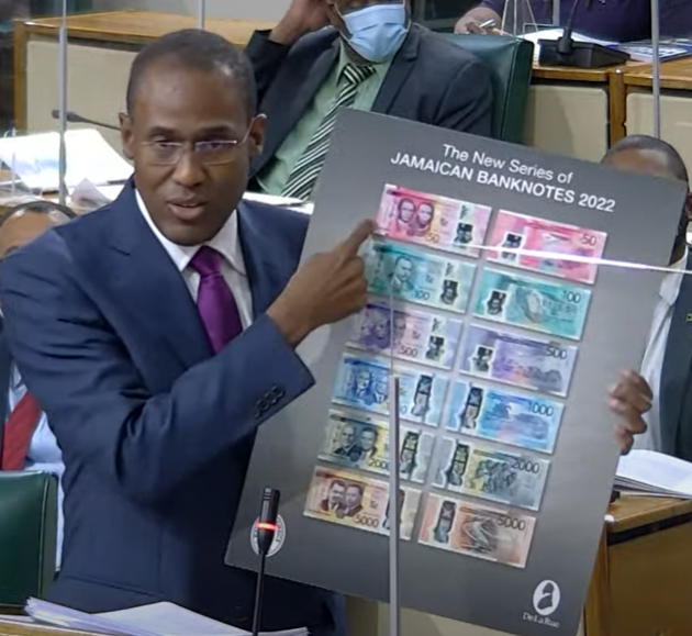 JamaicaGleaner's tweet photo. Finance Minister @NigelClarkeJa announces that new banknotes are coming this fiscal year. A $2,000 note will be introduced, and the others will change. Late former prime ministers and political rivals Michael Manley and Edward Seaga will appear together on the $2,000 banknote. https://t.co/teT8P3pip9