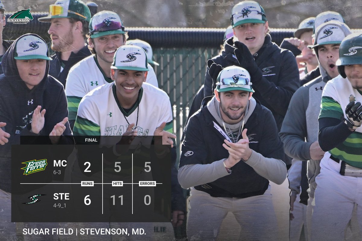GoMustangSports's tweet photo. .@StevensonBSB Wins! Defeats McDaniel 6-2!
#d3baseball #MACbsb #StangNation https://t.co/jn3oANe8Eo