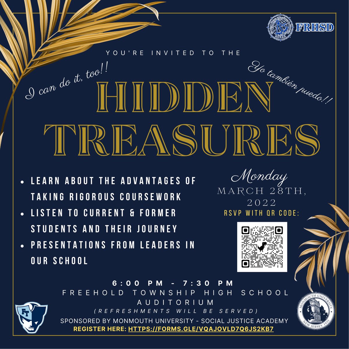 DrV_Profe's tweet photo. Excited and honored to support our students at #FTHS with this opportunity.
“Hidden Treasures” is a project to support students take more rigorous coursework and take advantage of the great opportunities #FRHSD provides.
#TheRegional #MUSJA #PatriotNation @MrsLRecktenwald https://t.co/nJNtbZgSRk