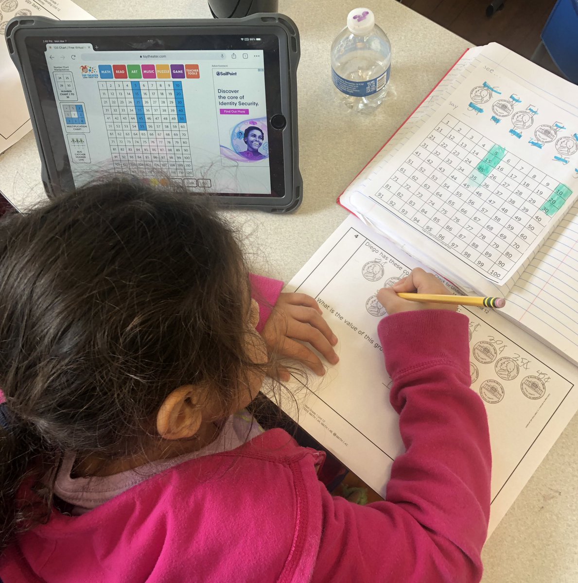 Jessicague08's tweet photo. My first graders loved using the interactive 120 chart to skip count the total value of nickels! 

@JeffersonES2 https://t.co/2bC8kGJlT3