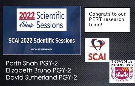 Loyola Medicine's PERT Team (@loyolamedpert) on Twitter photo Congratulations to our residents and the entire <a href="/LoyolaMedPERT/">Loyola Medicine's PERT Team</a> team under their PI <a href="/darki_amir/">Amir Darki MD, MSc</a> on their acceptance of three abstracts to the SCAI Scientific Sessions this spring! <a href="/ParthS_DO/">Parth Shah</a> <a href="/DSutherlandMD/">David Sutherland, MD</a> @LoyolaIMRES Congratulations to our residents and the entire <a href="/LoyolaMedPERT/">Loyola Medicine's PERT Team</a> team under their PI <a href="/darki_amir/">Amir Darki MD, MSc</a> on their acceptance of three abstracts to the SCAI Scientific Sessions this spring! <a href="/ParthS_DO/">Parth Shah</a> <a href="/DSutherlandMD/">David Sutherland, MD</a> @LoyolaIMRES