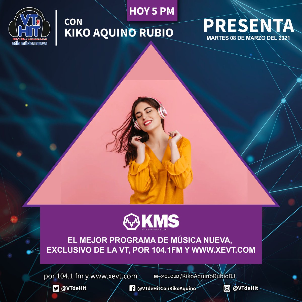xevtfm's tweet photo. 🔊 A las 5 pm no te pierdas @VTdeHit con @kikoaquino con las canciones rompe pistas de #KikoMusicSystems  🎵

A través del 104.1 FM https://t.co/P1rKB7XtLI