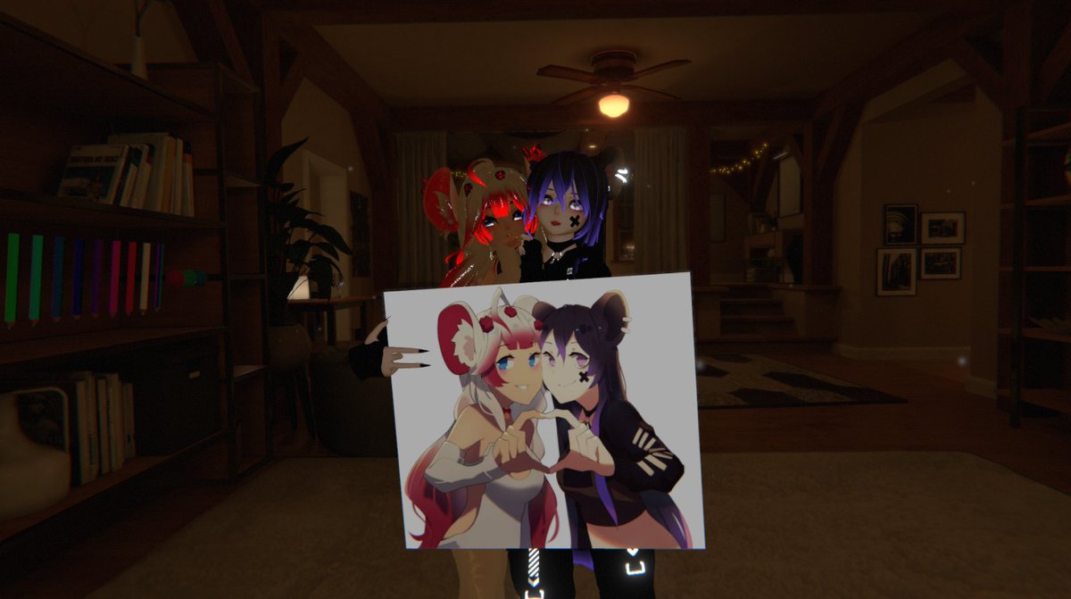 i did comission this great piece of art for the nicest and most wonderfull person i have met~ 🥳and we cosplayed the picture in vrchat <3 thank you! for everything c: