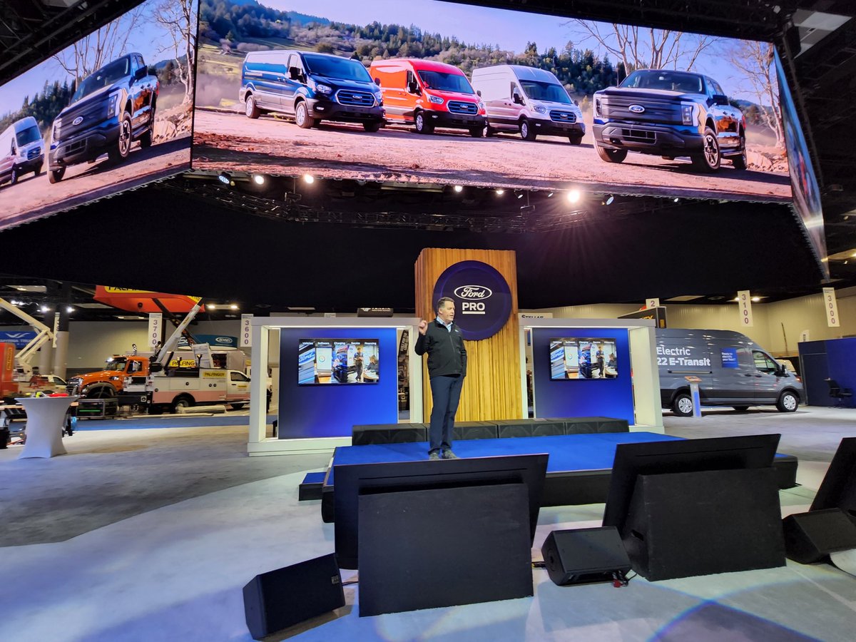 Welcome to the showfloor at #WorkTruckWeek as <a href="/FordPro/">Ford Pro</a> kicks off this year's theme: Commercial #EVs are here. In a big way.